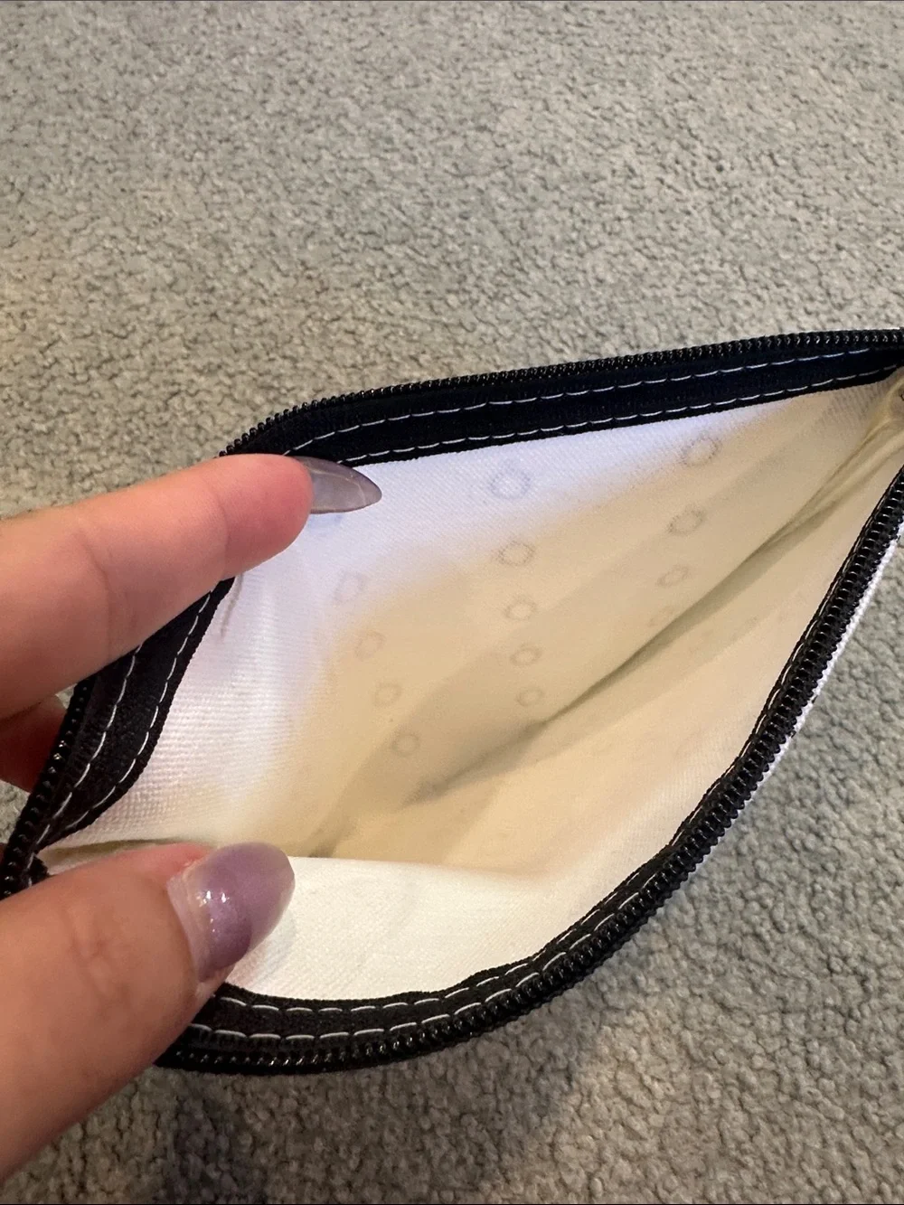 Pandora White Canvas Zip Pouch with Black Logo Pattern